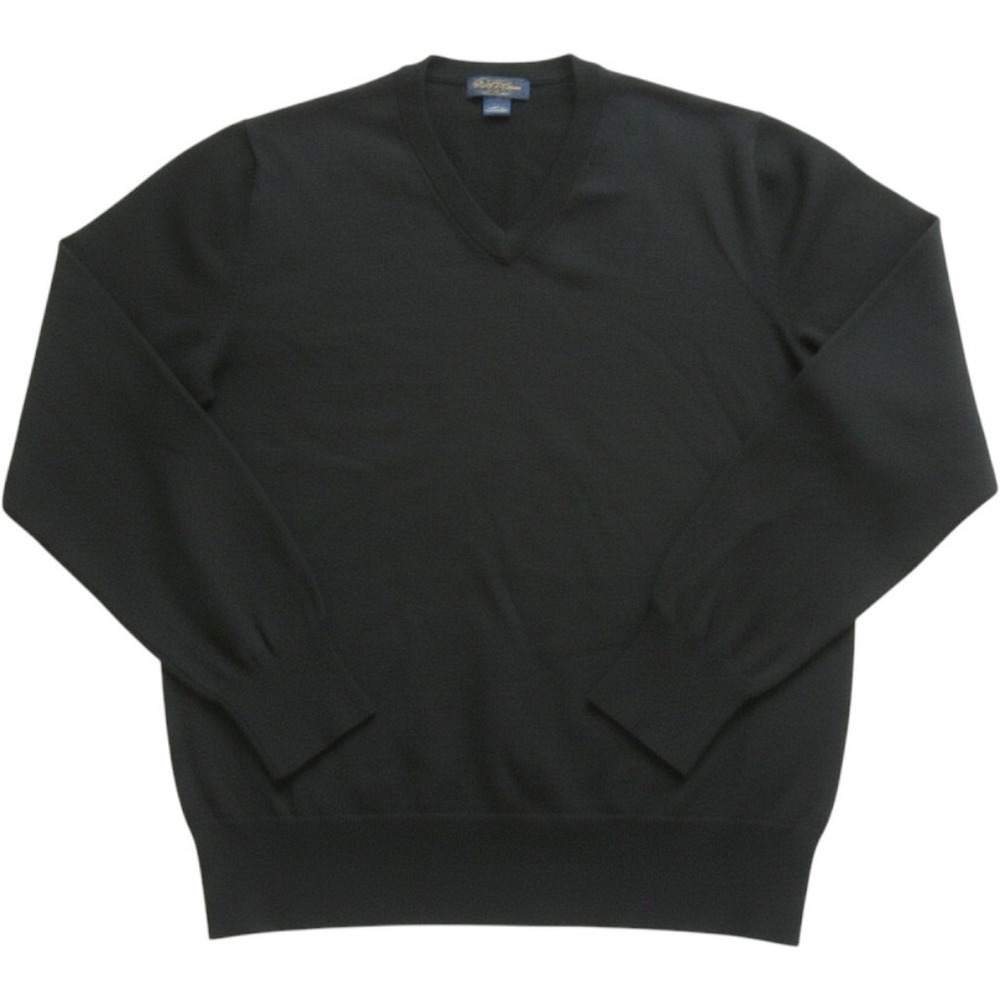 Brooks Brothers Mens Saxon Wool V-Neck Sweater Sz L L Long Sleeve Knit (M520)